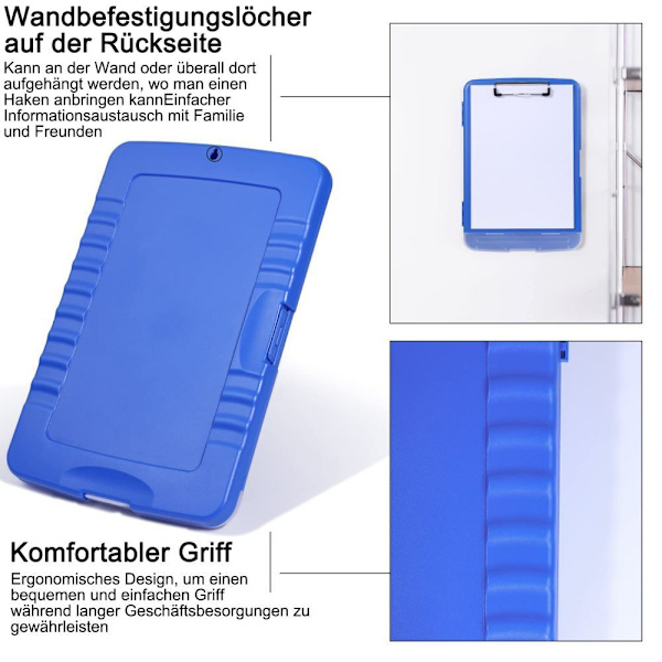 A4-klämma med förvaringsfack, 2-pack plastklämmor med hylla
