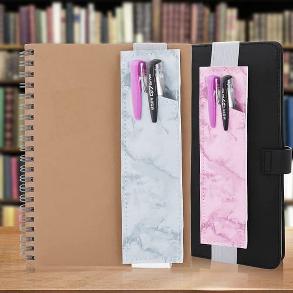 2 stk. Penneholder Pen Etui Læder Tilbehør Elastisk Pink KLB