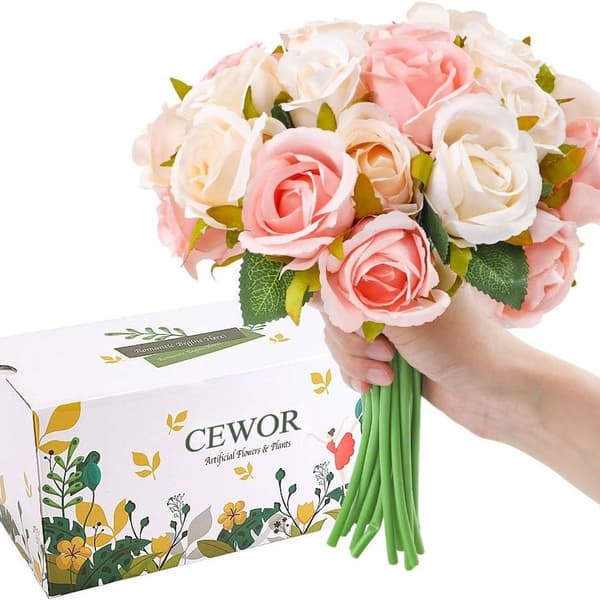 Kunstig rose, silkeblomst, kunstig blomst, brudens brudebuket, KLB
