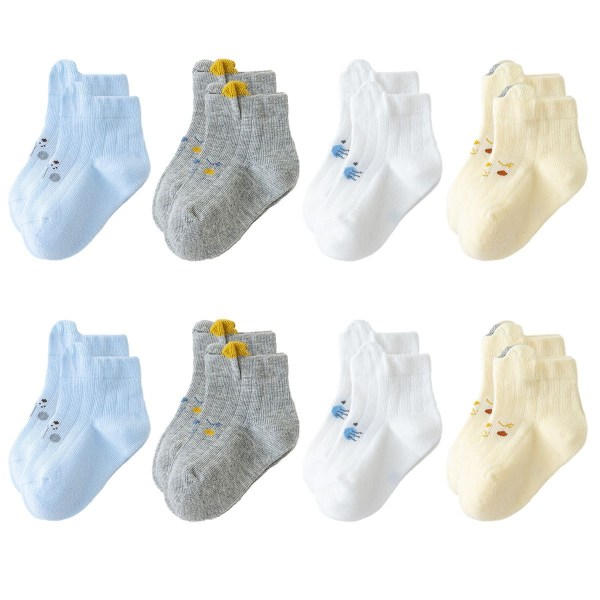 Åtta par babysockor för 0 till 3 år gamla söta pojkar, 8-10 cm KLB