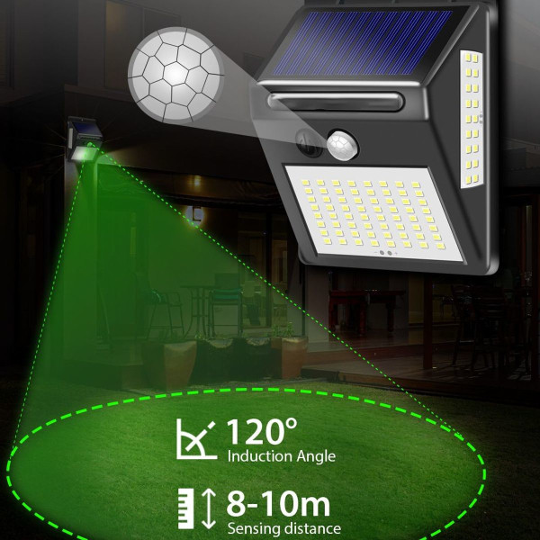 Pakke med 4 solcellelys for utvendig 140 LED, solcellelys for ute med KLB