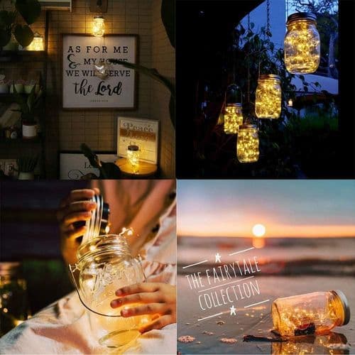Solcellelampe, 4 stk solcellelykt LED solcellelykt syltetøyglasslykt