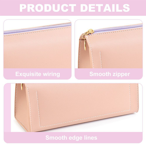 Blyantsæske, Penneetui, Kosmetikpung, Makeuptaske, Skrivebordsmappe, Pink