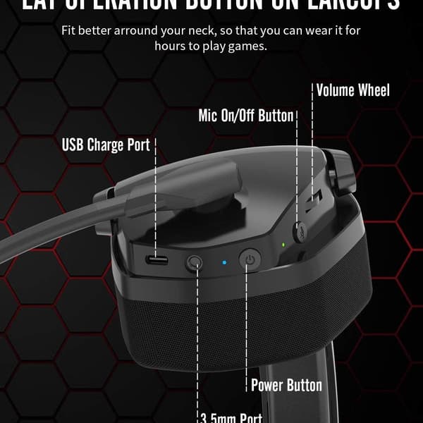 Trådløst Gaming Headset for PS5 PS4 PC Støydemping KLB