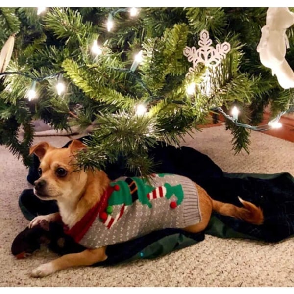 Tröjor för hundar, vintersweater för hundar, julmönstrad tröja - stickad kappa för vintern - husdjurskläder - moderiktig tröja - present till hund, L
