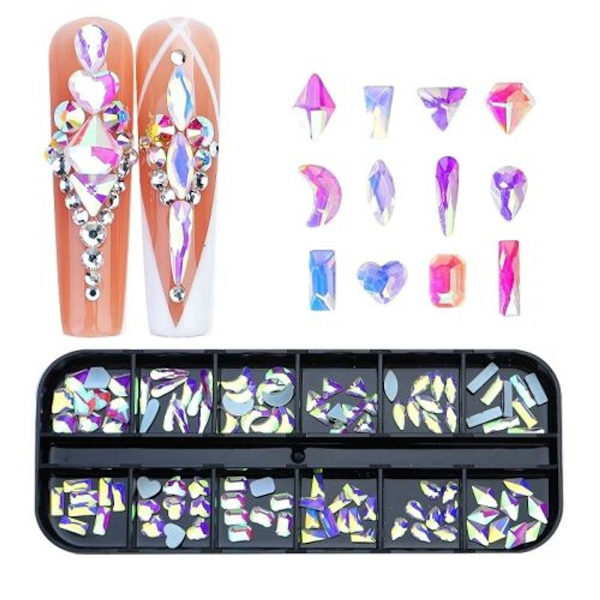 12 rutnät plattformade manikyr strass nageldekoration 23:e