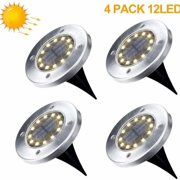 Pakke med 4 solcellelamper til haven 12 LED solcellelampe til gulvet udendørs solcelle KLB