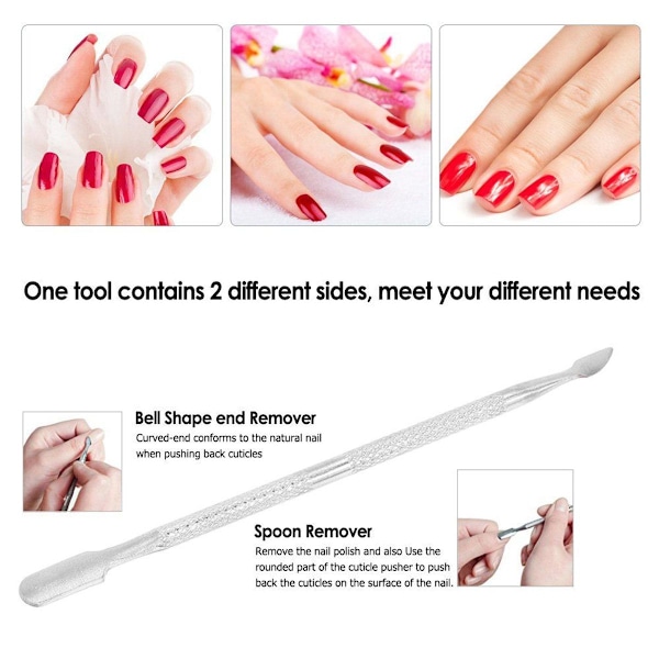 4 st rostfritt stål dubbelsidig nagel pusher set nagellim remover KLB