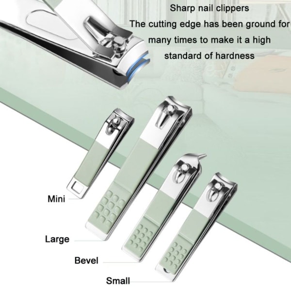 Ruostumattomasta teräksestä valmistettu kynsileikkurin manikyyrisarja - 12 kpl/sarja (vihreä)