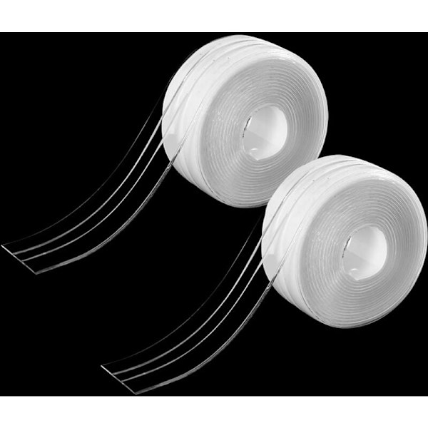 2 stk. Transparent baderomstetting, selvklebende PVC-teip for badekar, bad, dusj, kjøkken, antimugg, tetting, vanntett KLB
