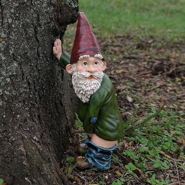 Garden Gnome Ornament, Funny Pising Gnome Naughty Garden Gnome for KLB