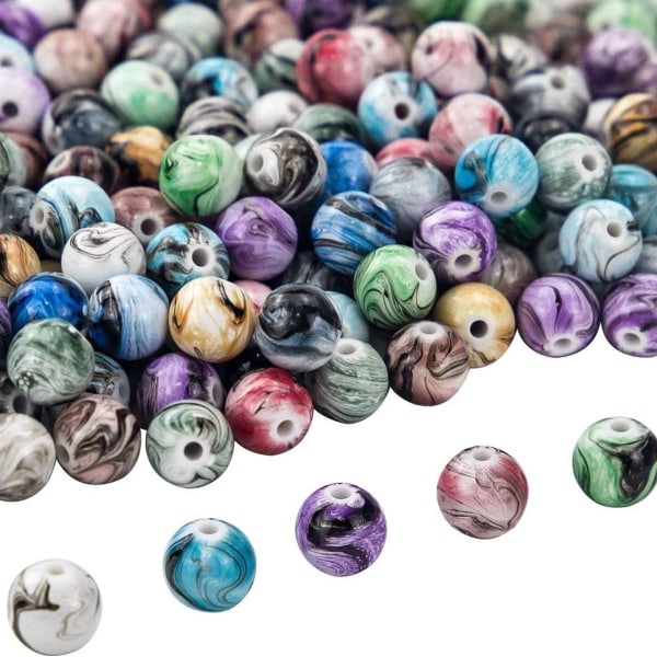 500 akrylperler løse perler med blekkmønstre for smykkefremstilling KLB