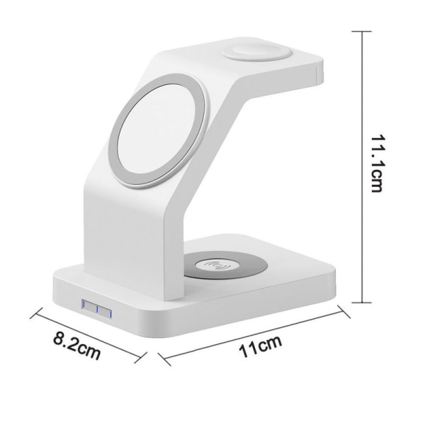 3 i 1 trådløs lader for Apple iPhone 13/13 Pro/13 Pro Hvit