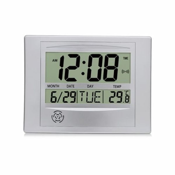 Hem Stor Skärm Digital Elektronisk Väggklocka Vardagsrum Temperaturklocka (Silver)