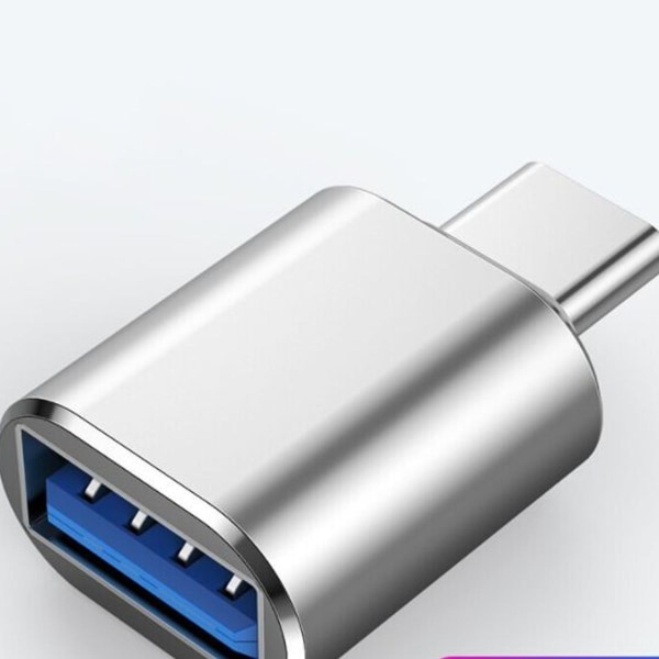 Type C til USB Adapter, USB C til USB 3.0 Adapter, Aluminium Sølv
