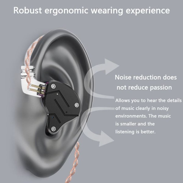 Kablede ørepropper Headset Hybrid-drivere med svart + cyan