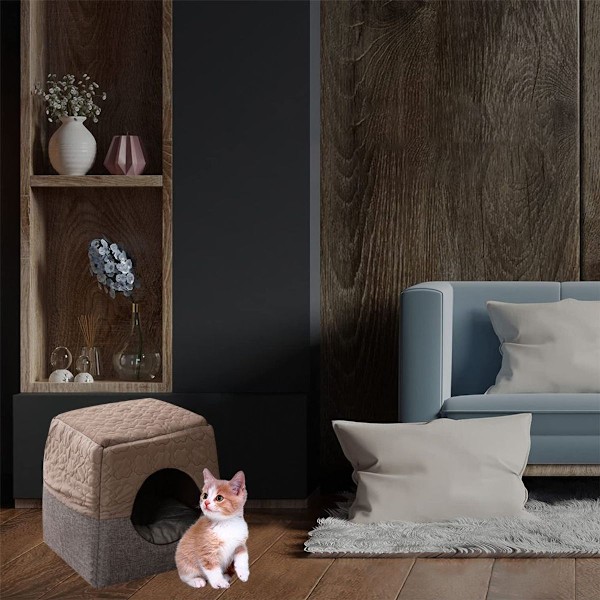 Kæledyrsrede og sofaseng, sammenklappelig skridsikker til hunde brun KLB