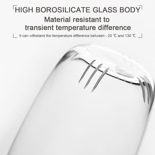 Glas tekopp med tesil och lock, tekopp med trähandtag, stil 2