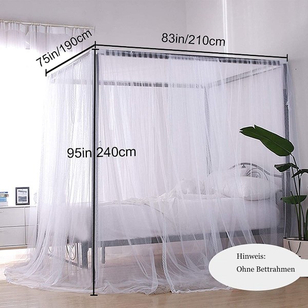 Myggenet fluenet seng gardiner firkant 210 x 190 x 240 cm KLB