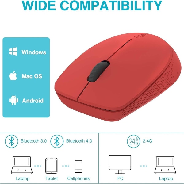 Den stillegående Bluetooth-musen med flere enheter kan enkelt bytte mellom