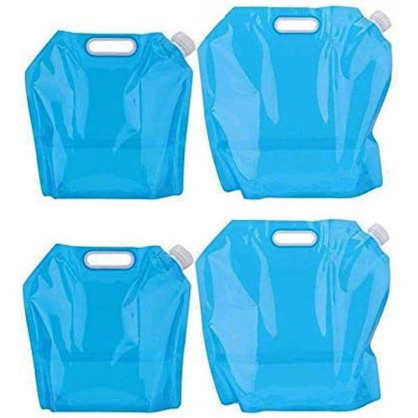 4 x hopfällbara vattenbehållare, bärbara, hopfällbara dricksvatten [2x5L + 2x10L] KLB