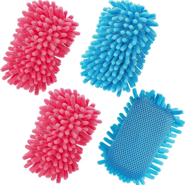 4 stk mikrofiber shag viskelær, whiteboard og kritt bruk