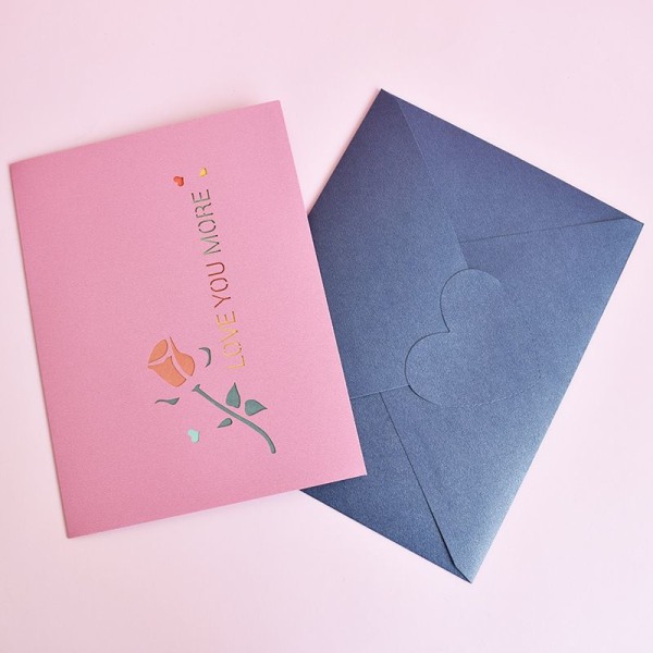 3D pop-up bryllupskort 15*20 cm, jubilæumskort med konvolut, romantisk pop-up invitationskort til valentinsdag, gave-