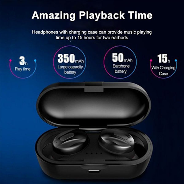 Bluetooth 5.0-hovedtelefoner - Trådløse hovedtelefoner med mikrofon - TWS in-ear