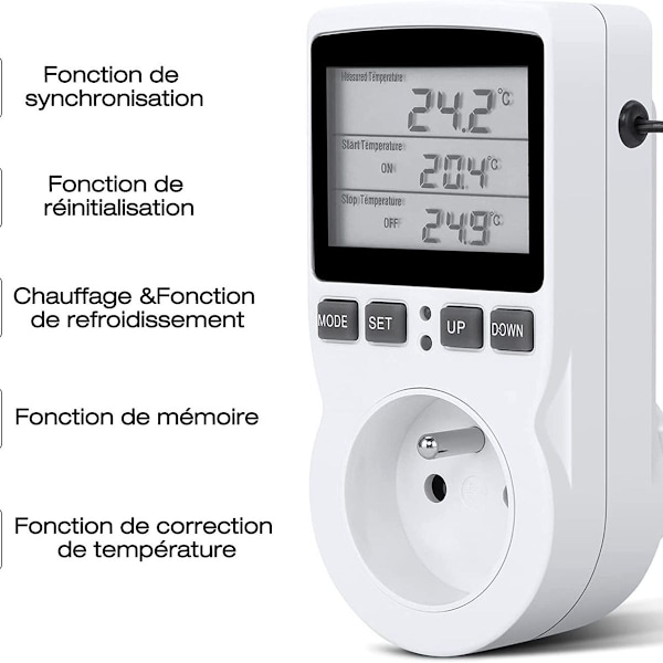 Termostatuttag, digital temperaturregulator, digital programmerbar uttag med