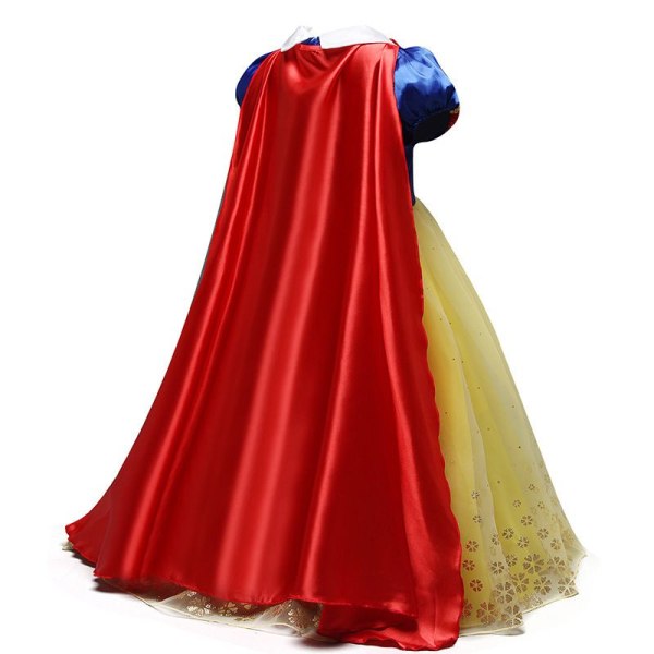 Snövit prinsessklänning Kid Girl Cape, Halloween födelsedagsfest Carnival kostym 9-10years