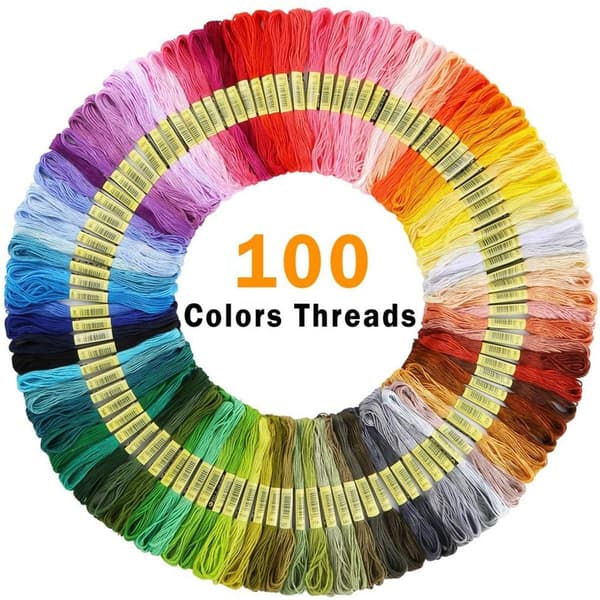 Broderi Starter Kit - Broderikit Inklusive 100 Farve Tråde,