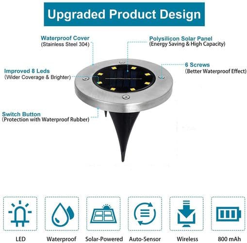 Solcelle gulvlampe, solcelle indbygget lampe til udendørs brug, havelampe