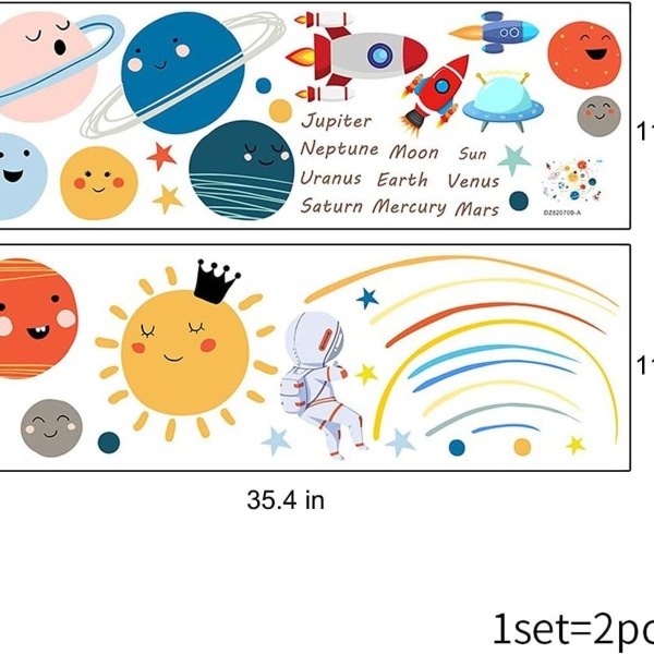 Avaruusplaneetta seinätarrat lastenhuoneisiin, vauvan ja lastenhuoneen seinätarrat, KLB