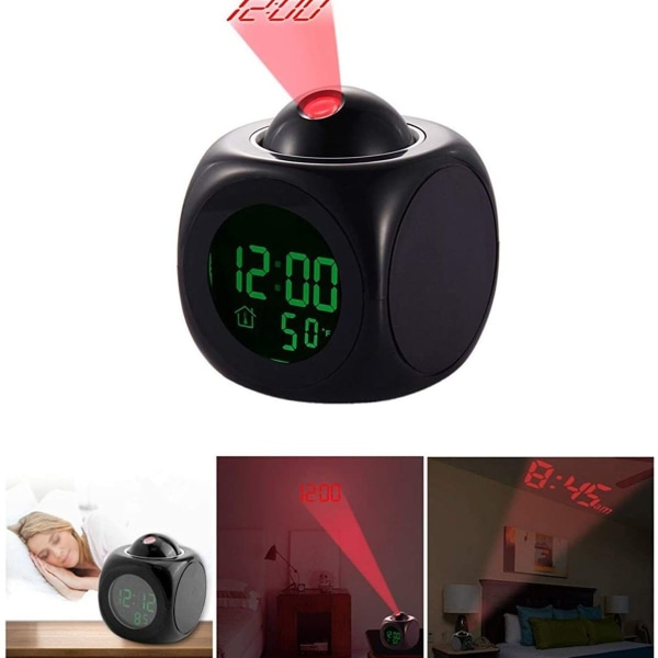 Yosoo LED-projektor väckarklocka Multifunktion digital temperaturdisplay Röst KLB
