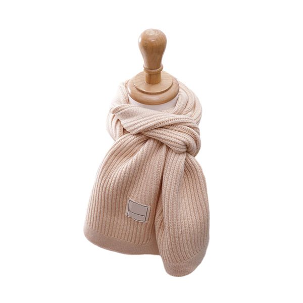 Barns skjerf mykt varmt strikket halsvarmer vinter klassisk skjerf for gutter beige KLB