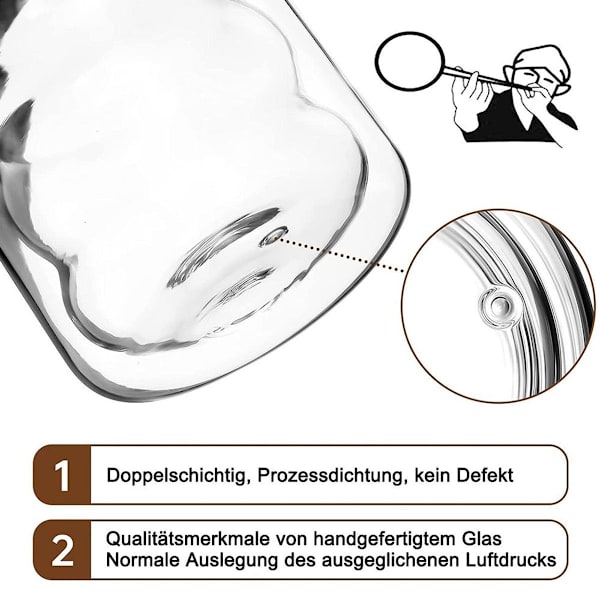 Latte macchiato glas med dobbeltvæg 350ml sæt med 6, termisk glas KLB
