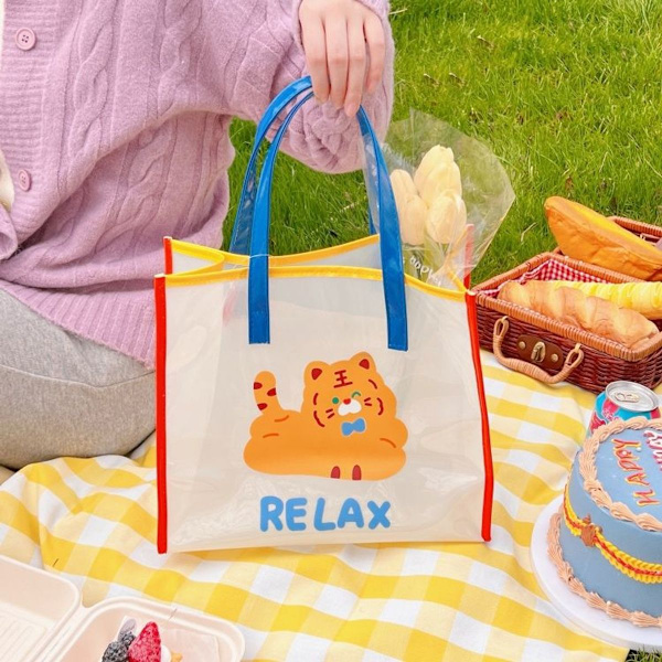Sommar flickor Jelly Bag tecknad transparent axelväska vattentät strandväska