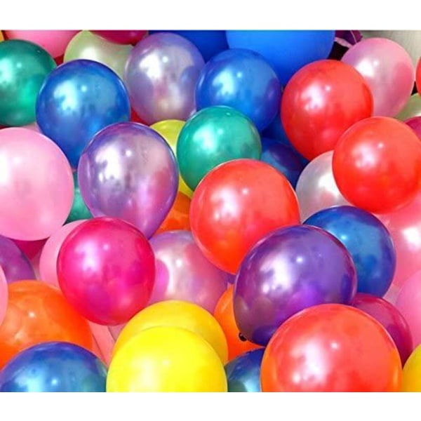 100 flerfargede ballonger med perlekuler. Oppblåsbare bursdagsballonger Festdekorasjoner og bursdagstilbehør