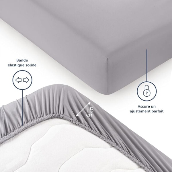 Set med 1 påslakan 100x200 Cap 30 cm - Högkvalitativt mikrofiberpåslakan 100 x 200 - Mjukt, hållbart, skrynkelfritt - Oeko-Tex-certifierat – Grå KLB