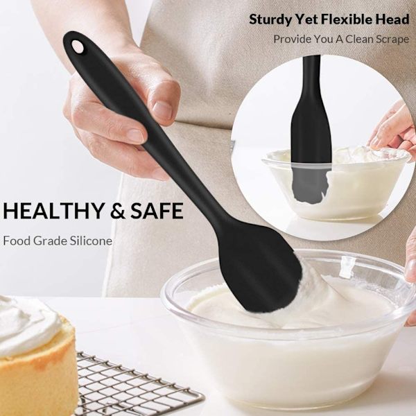 Silikon Spatel Set med 5, Värmebeständiga Gummispatel Redskap för Non-Stick Köksredskap, Glasyr Blandning, Sömlös och Flexibel, Diskmaskinssäker, Svart