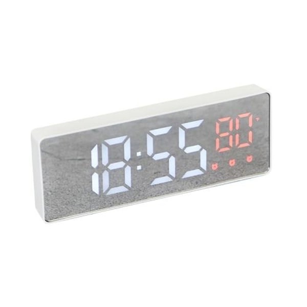 Röstaktiverad LED-ljudlösning, datumtemperaturvisning, elektronisk klocka (vit