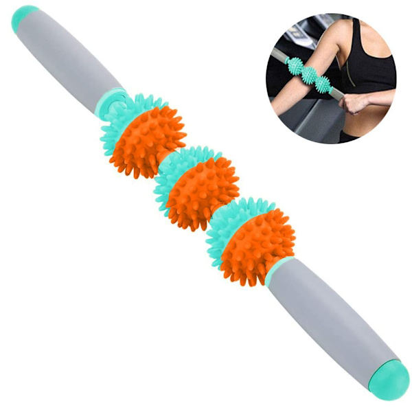 Fasciemassasjevals for cellulitter, muskelvalsestang, fettfrigivelse, oransje, tre kuler