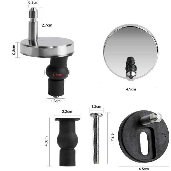 2pcs Toilet Seat Hinge Screw,Toilet Seat Top Fastener,Toilet Seat Fixing Device Rubber Top Nut