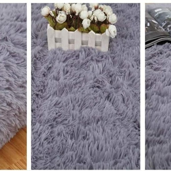 Rund blød shaggy mikrofiber gulvtæppe, skridsikker gulvmåtte stue tæpper til KLB