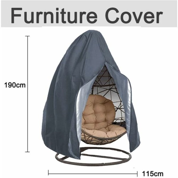 Hanging Chair Cover 210D Oxford Fabric Waterproof and UV Resistant 115x190cm(Grey) KLB