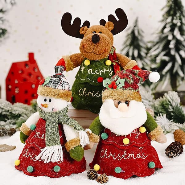 3 st juläppelpåsar presentpåsar trädformade plysch KLB