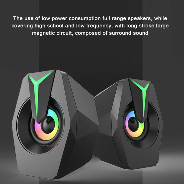 USB-driven högtalare med RGB-lampor och volymkontroll, bärbar KLB