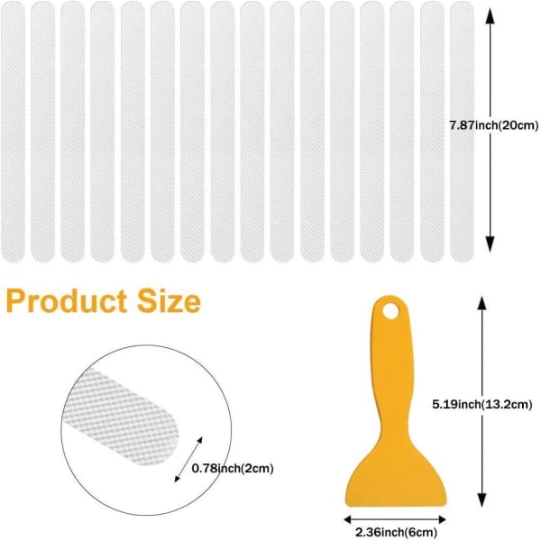 Antiskli klistremerker Dusjklistremerker Bad Sikkerhetsstrimler Transparent Selvklebende Antiskli klistremerker Strimler med skrape 20mmx200mm