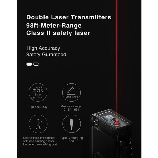 98 Fu Laser Avstandsmåler Bærbar Mini Digital Laser 2 mm nøyaktighet