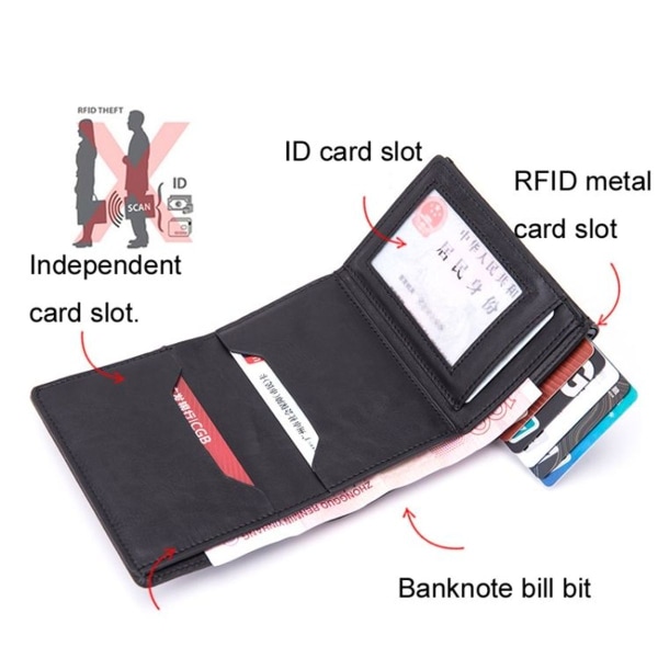 Stöldskydds RFID-korthållare i aluminiumlegering (svart krokodilmönster)